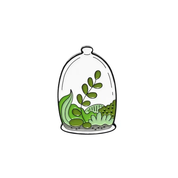 🎉 New Succulent Plant Terrarium Enamel Pin - Picture 2 of 7
